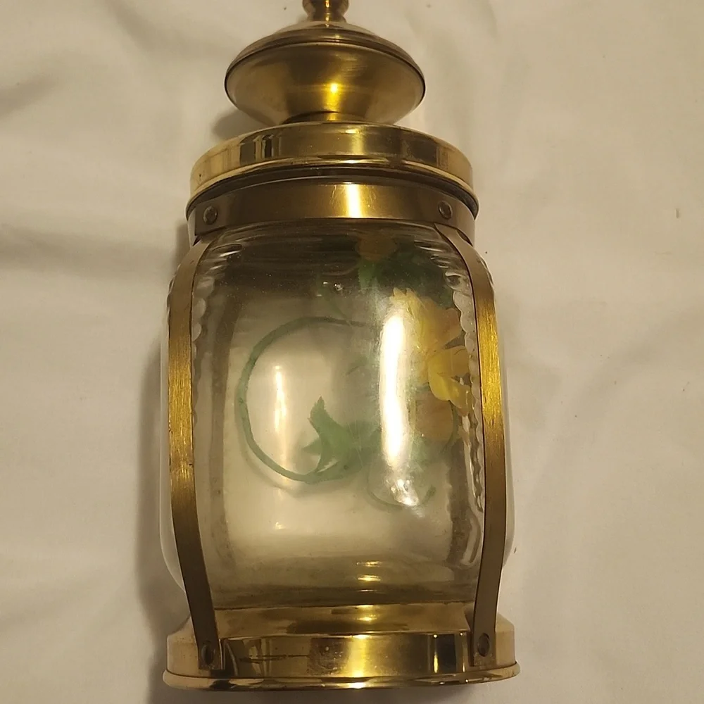 Vintage Hazel-Atlas Brass and Glass Decorative Jar